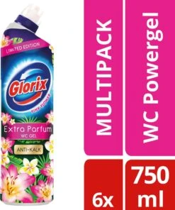Glorix WC Powergel Toiletreiniger Pink Flower - 6 X 750 Ml - Voordeelverpakking -Huishoudelijke Schoonmaak 1003x1200