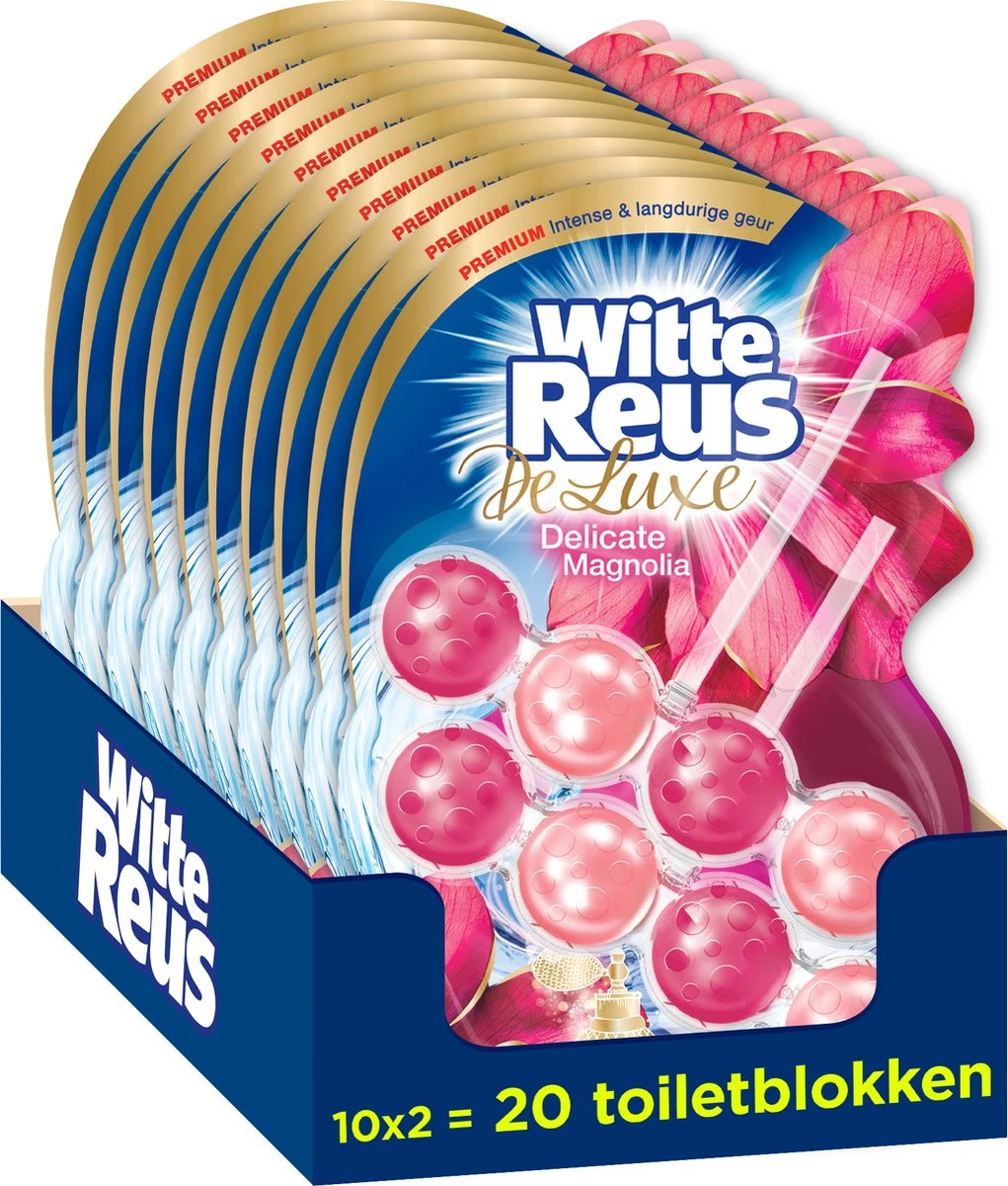 Witte Reus DeLuxe Toiletblok - Delicate Magnolia - WC Blokjes Voordeelverpakking - 20 Stuks 3 Witte Reus DeLuxe Toiletblok - Delicate Magnolia - WC Blokjes Voordeelverpakking - 20 Stuks