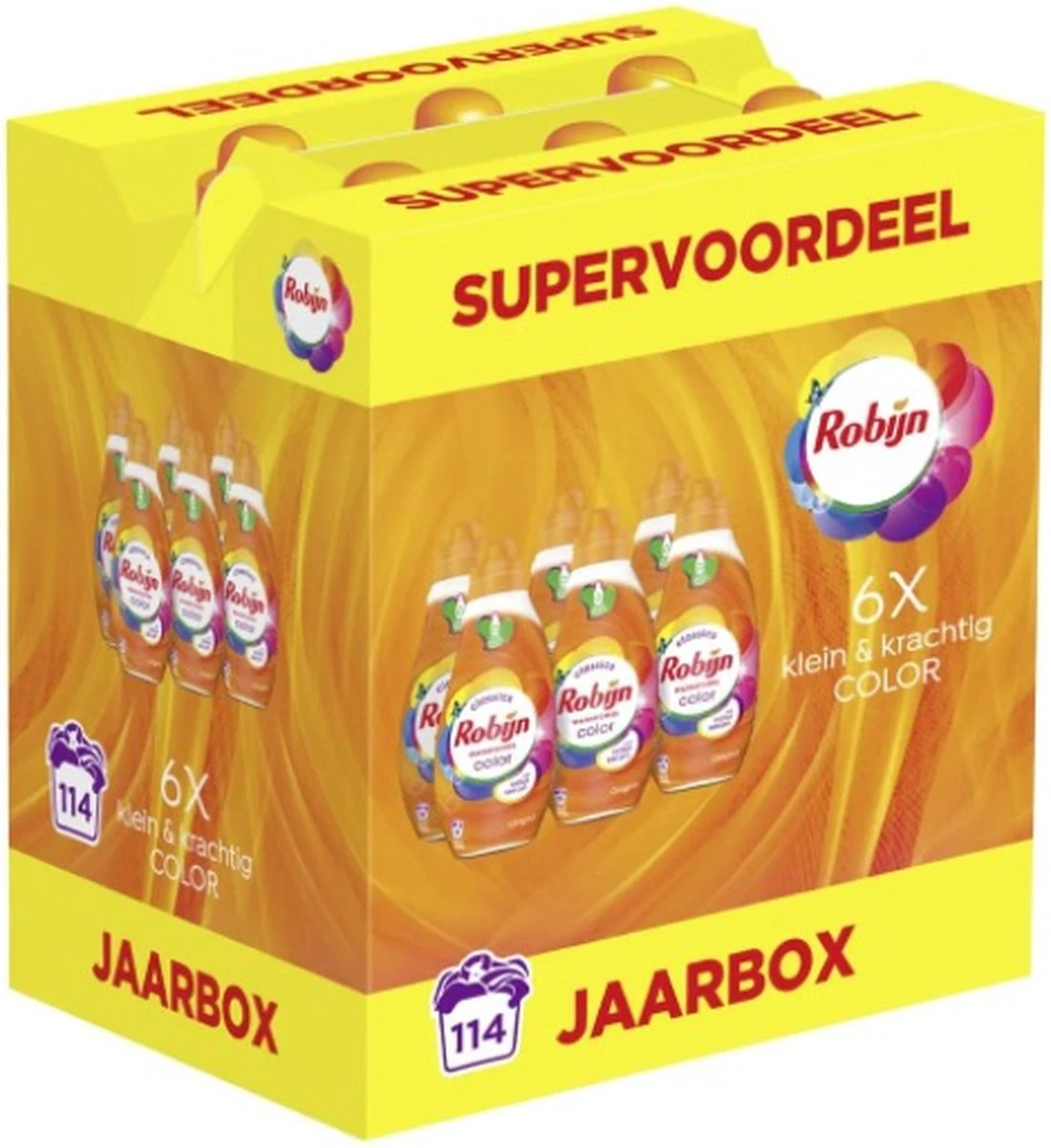 Robijn Klein & Krachtig - Color Vloeibaar Wasmiddel - 6 X 19 Wasbeurten - Voordeelverpakking - Jaarbox 3 Robijn Klein & Krachtig - Color Vloeibaar Wasmiddel - 6 X 19 Wasbeurten - Voordeelverpakking - Jaarbox