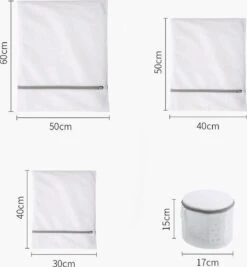 Merkloos Waszak 4 Delig - 1x Groot (50x60 Cm) - 1x Middel ( 40x50cm) - 1x Normaal (30x40cm) - 1x BH (17x15cm) -Huishoudelijke Schoonmaak 1109x1200