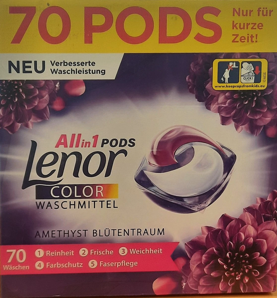 Lenor All In 1 Wasmiddel Pods Amethist & Bloemen Boeket - 70 Wasbeurten - Voordeelverpakking 3 Lenor All In 1 Wasmiddel Pods Amethist & Bloemen Boeket - 70 Wasbeurten - Voordeelverpakking