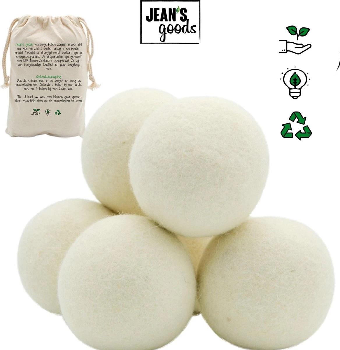 Jean's Goods Drogerballen - Droogballen - Wasdrogerballen - Wasdroger Ballen - Wasbol - Wasbollen - Wasballen - Energiebesparende Producten - Energiebesparend - Duurzaam Cadeau - RWS Wol - Zero Waste - Wasverzachter - Beige - 6 Stuks 8 Jean's Goods Drogerballen - Droogballen - Wasdrogerballen - Wasdroger Ballen - Wasbol - Wasbollen - Wasballen - Energiebesparende Producten - Energiebesparend - Duurzaam Cadeau - RWS Wol - Zero Waste - Wasverzachter - Beige - 6 Stuks - Afbeelding 6