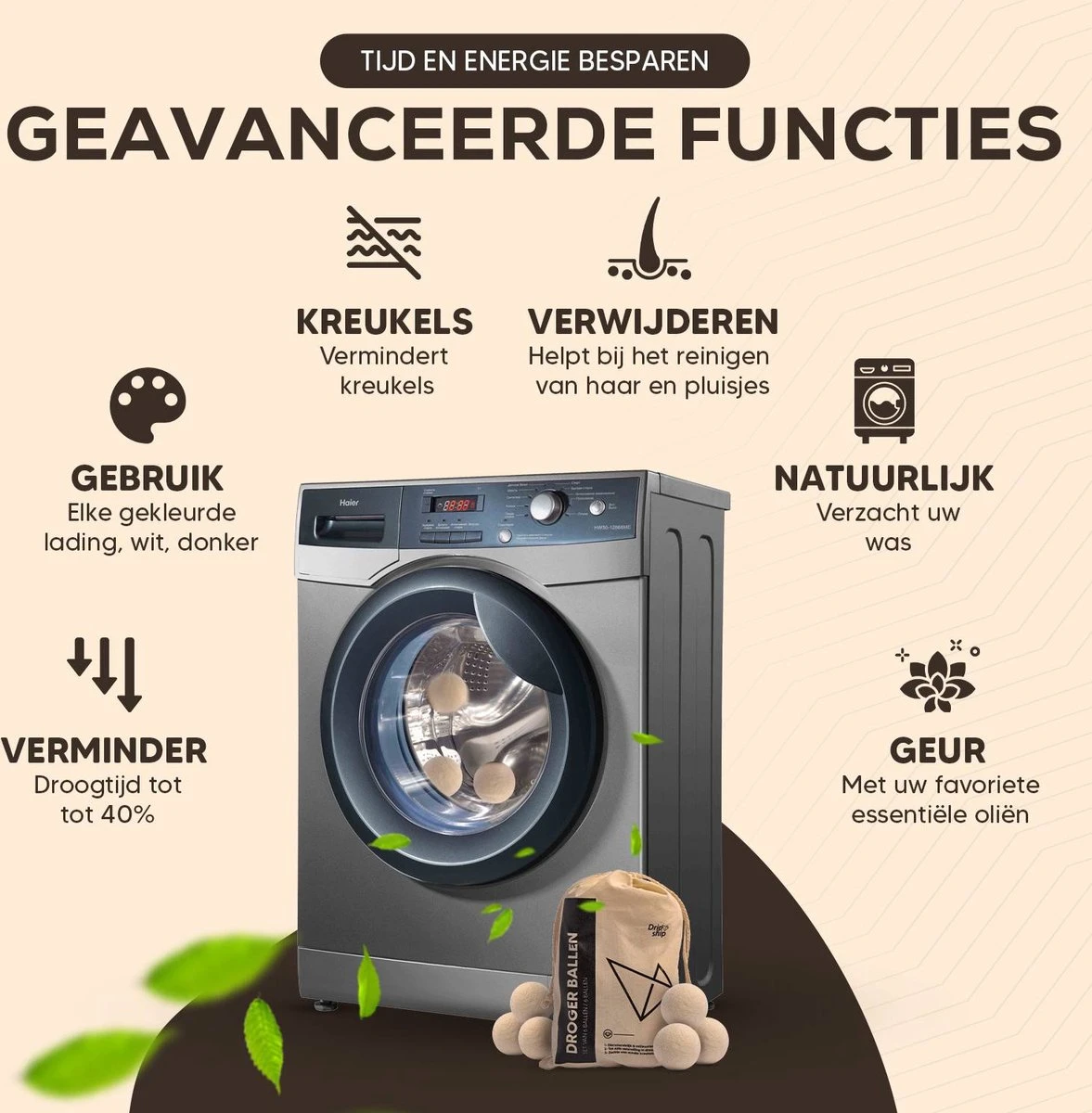 Drogerballen - Droogballen - Wasdrogerballen - Dryerballs - 6 Stuks - XL Formaat - Wol - Set 6 Drogerballen - Droogballen - Wasdrogerballen - Dryerballs - 6 Stuks - XL Formaat - Wol - Set - Afbeelding 4