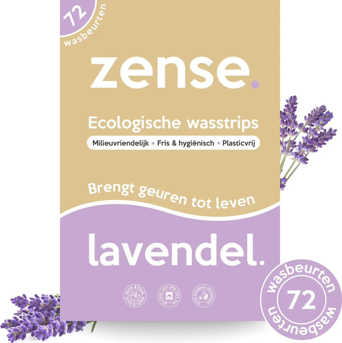 Zense Eco Wasmiddel Wasstrips - 72 Grote Wasbeurten - Lavendel - Wasmiddeldoekjes 3 Zense Eco Wasmiddel Wasstrips - 72 Grote Wasbeurten - Lavendel - Wasmiddeldoekjes