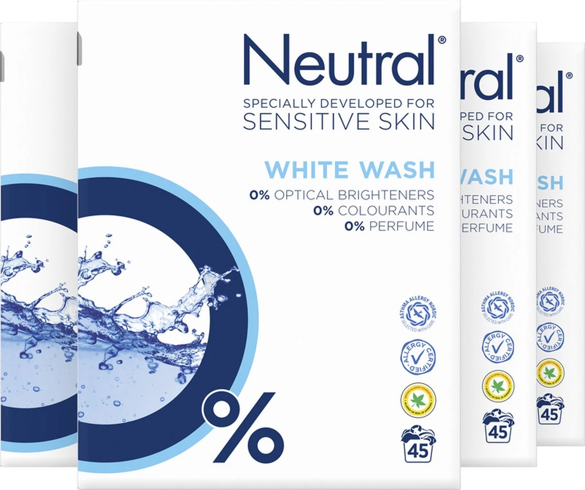 Neutral Waspoeder Wit Parfumvrij - 4x45 Wasbeurten - Voordeelverpakking 4 Neutral Waspoeder Wit Parfumvrij - 4x45 Wasbeurten - Voordeelverpakking - Afbeelding 2