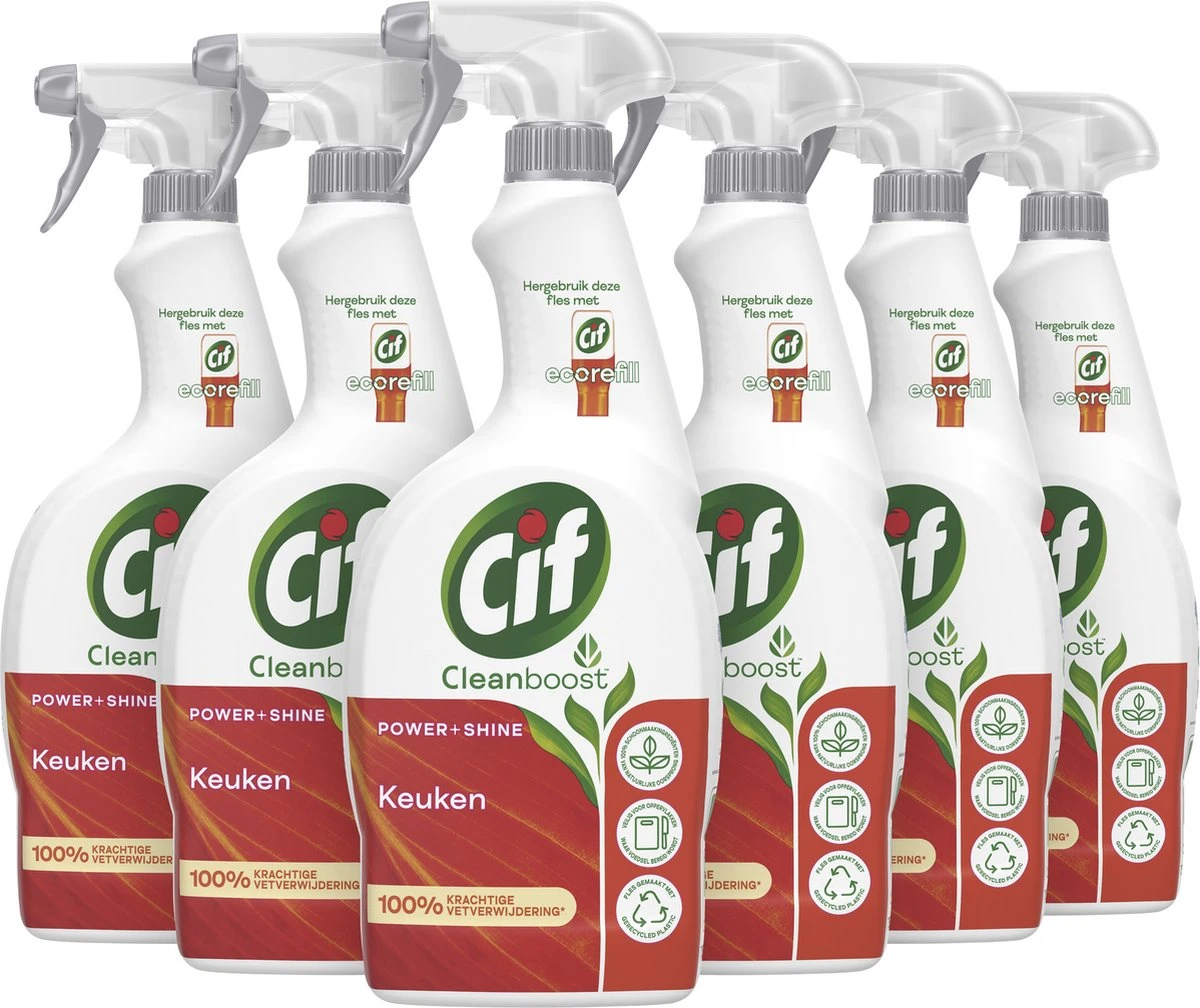 Cif CleanBoost Power & Shine Keuken Spray - 6 X 750 Ml - Voordeelverpakking 6 Cif CleanBoost Power & Shine Keuken Spray - 6 X 750 Ml - Voordeelverpakking - Afbeelding 4
