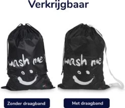 Wonair - Grote Waszak - Laundry Bag - Wash Me - 60x90cm - Zwart - Met Trekkoord -Huishoudelijke Schoonmaak 1200x1031