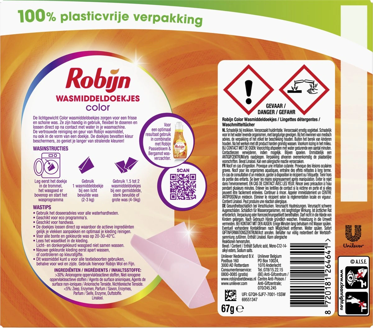 Robijn Classics Color Wasmiddeldoekjes - 4 X 16 Wasstrips - Voordeelverpakking 6 Robijn Classics Color Wasmiddeldoekjes - 4 X 16 Wasstrips - Voordeelverpakking - Afbeelding 4