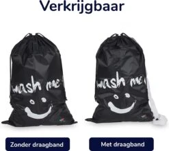 Wonair - Waszak Groot - 60x90cm - Zwart - Met Trekkoord En Draagband -Huishoudelijke Schoonmaak 1200x1069