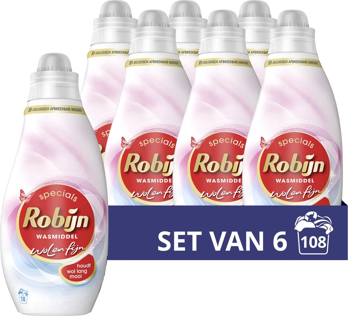 Robijn Specials Wol & Fijn Vloeibaar Wasmiddel - 6 X 18 Wasbeurten - Voordeelverpakking 3 Robijn Specials Wol & Fijn Vloeibaar Wasmiddel - 6 X 18 Wasbeurten - Voordeelverpakking