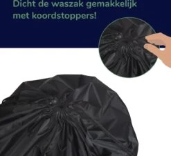 Wonair - Grote Waszak - Laundry Bag - Wash Me - 60x90cm - Zwart - Met Trekkoord -Huishoudelijke Schoonmaak 1200x1097