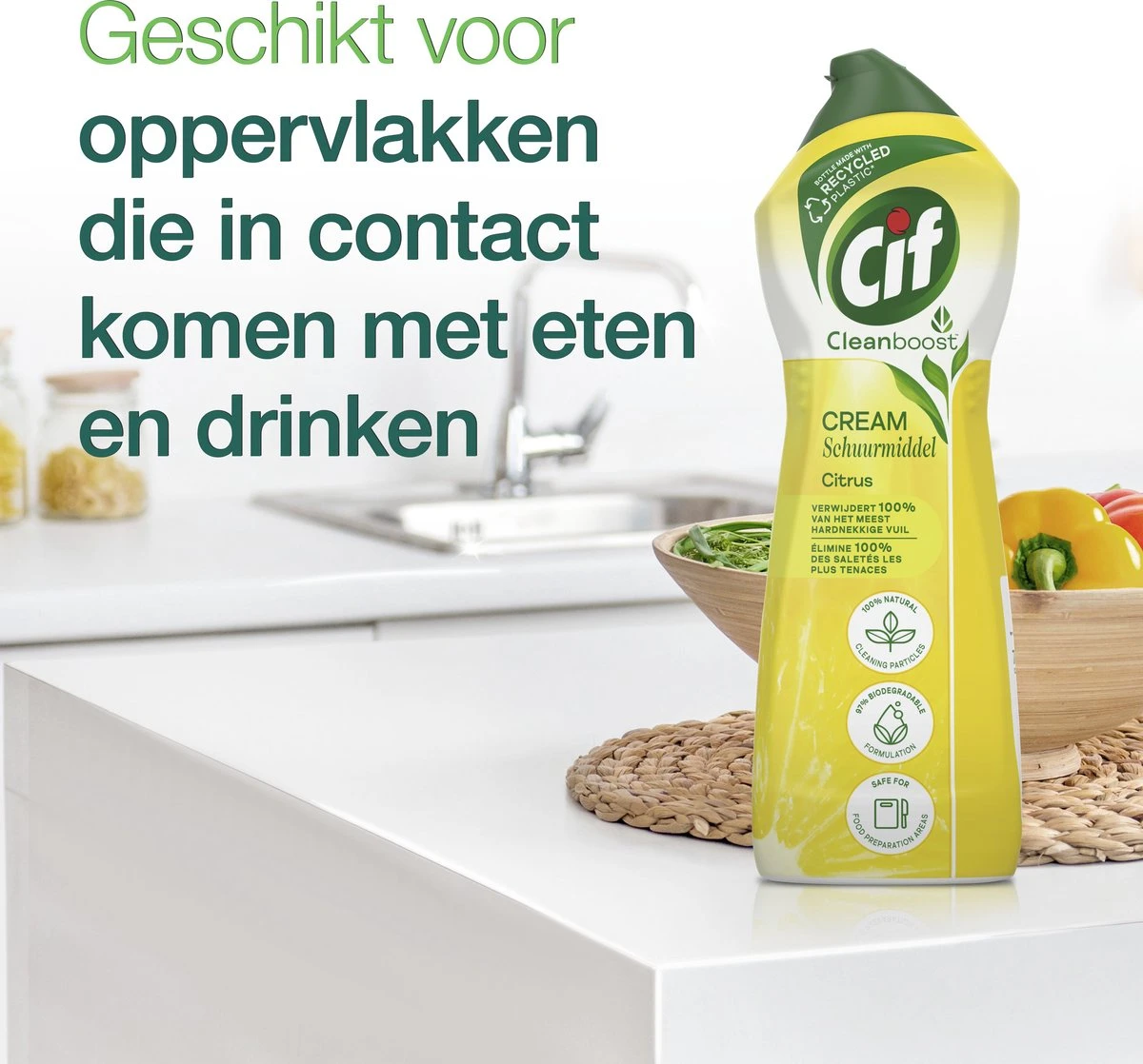 Cif CleanBoost Cream Citroen Schuurmiddel - 8 X 750 Ml - Voordeelverpakking 5 Cif CleanBoost Cream Citroen Schuurmiddel - 8 X 750 Ml - Voordeelverpakking - Afbeelding 3