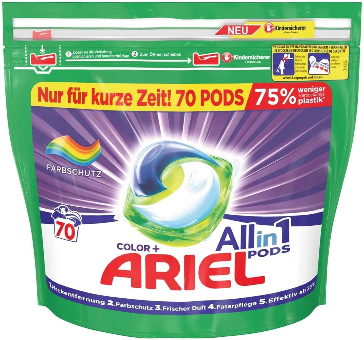 Ariel All-in-1 Pods Kleur & Stijl Wasmiddel Capsules - 140 Stuks (2 X 70) 4 Ariel All-in-1 Pods Kleur & Stijl Wasmiddel Capsules - 140 Stuks (2 X 70) - Afbeelding 2