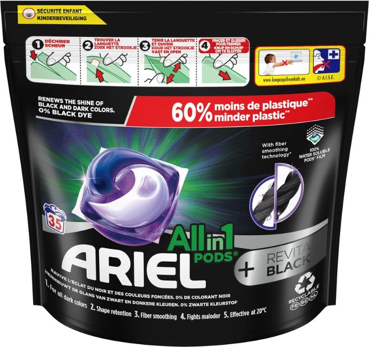 Ariel All In 1 Wasmiddel Pods + Revitablack - Wascapsules - Voor De Zwarte Was - 35 Wasbeurten 3 Ariel All In 1 Wasmiddel Pods + Revitablack - Wascapsules - Voor De Zwarte Was - 35 Wasbeurten