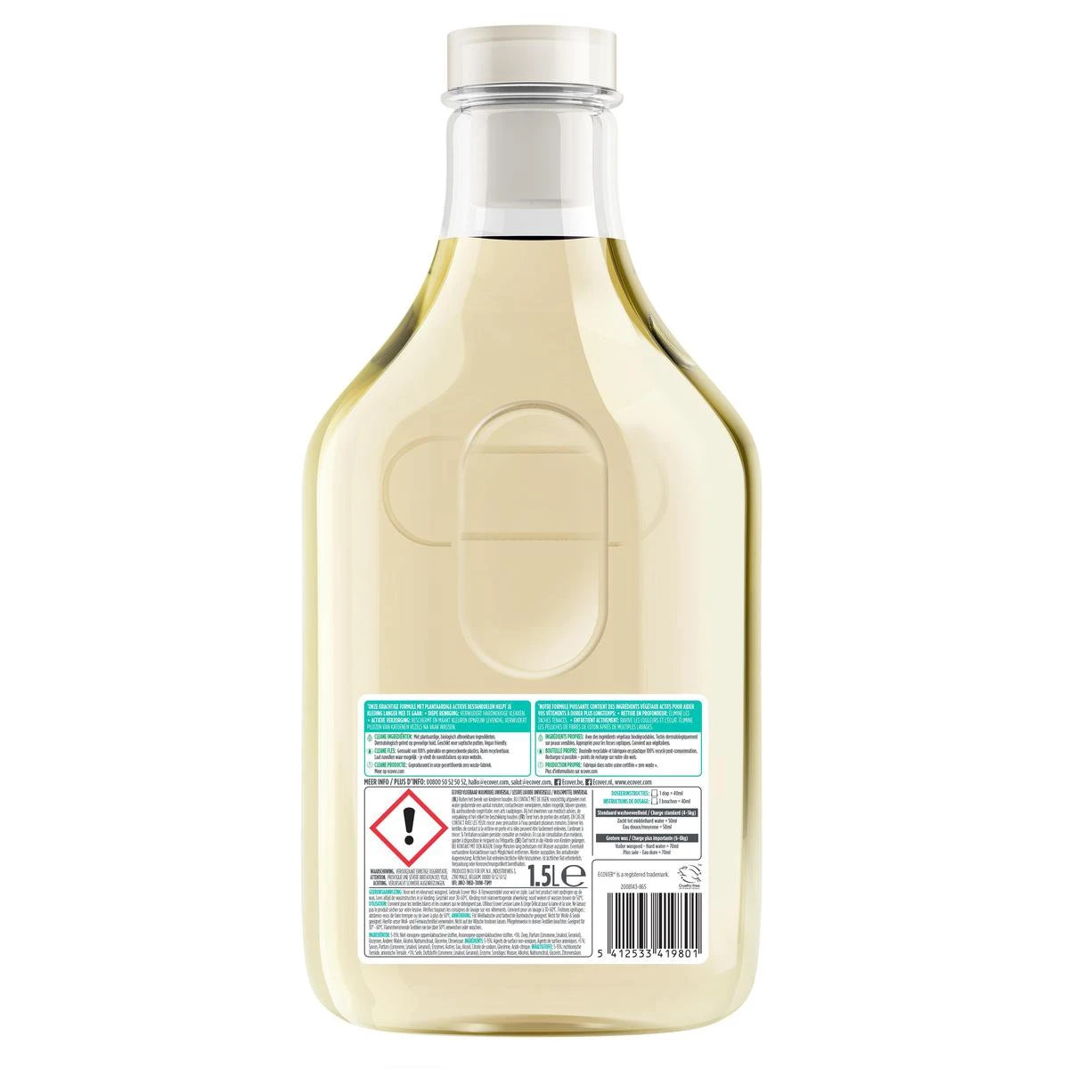 Ecover Vloeibaar Wasmiddel Universal - Kamperfoelie & Jasmijn - 1,5 L - 30 Wasbeurten 4 Ecover Vloeibaar Wasmiddel Universal - Kamperfoelie & Jasmijn - 1,5 L - 30 Wasbeurten - Afbeelding 2