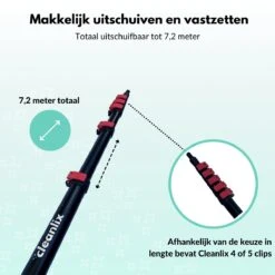 Cleanlix Telescoopsteel Met Borstel - Met Waterdoorvoer - Telescopische Wasborstel - Ramenwassen - Uitschuifbaar Tot 7,2 Meter -Huishoudelijke Schoonmaak 1200x1200 1981