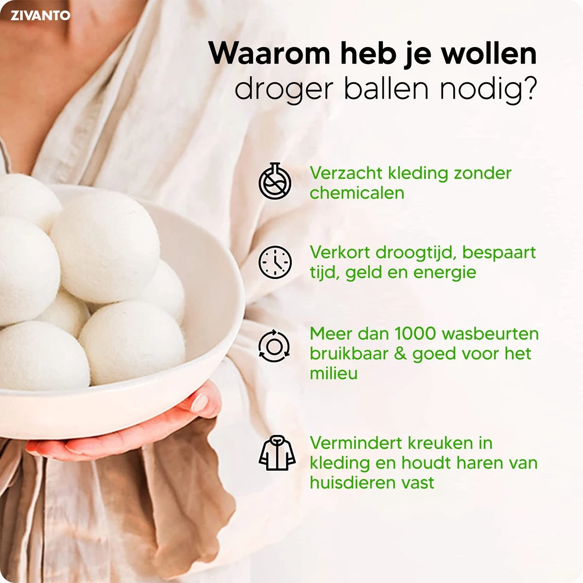 Drogerballen - Droogballen Voor Wasdrogers - Wasdrogerballen, Wasbollen & Wasballen - 100% Diervriendelijk, Duurzaam & Herbruikbaar - Duurzaam Cadeau - Energie Besparen - RWS Wol & Zero Waste - 6 Stuks Van Zivanto 5 Drogerballen - Droogballen Voor Wasdrogers - Wasdrogerballen, Wasbollen & Wasballen - 100% Diervriendelijk, Duurzaam & Herbruikbaar - Duurzaam Cadeau - Energie Besparen - RWS Wol & Zero Waste - 6 Stuks Van Zivanto - Afbeelding 3