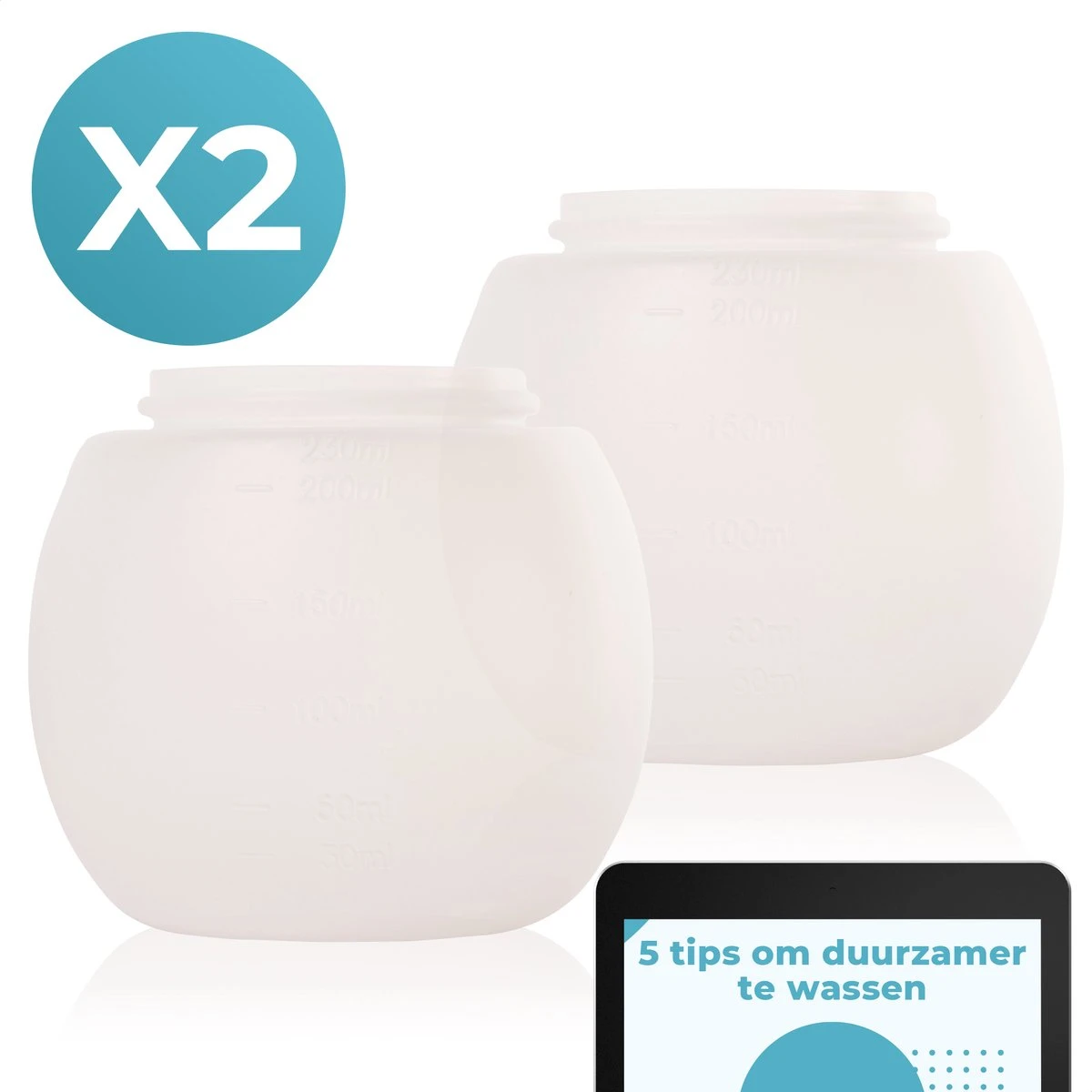 FAVE Doseerbol - Wasbollen - Drogerbollen - Transparant - Doseerdop - 230ml - 2 Stuks - Inclusief E-book 3 FAVE Doseerbol - Wasbollen - Drogerbollen - Transparant - Doseerdop - 230ml - 2 Stuks - Inclusief E-book