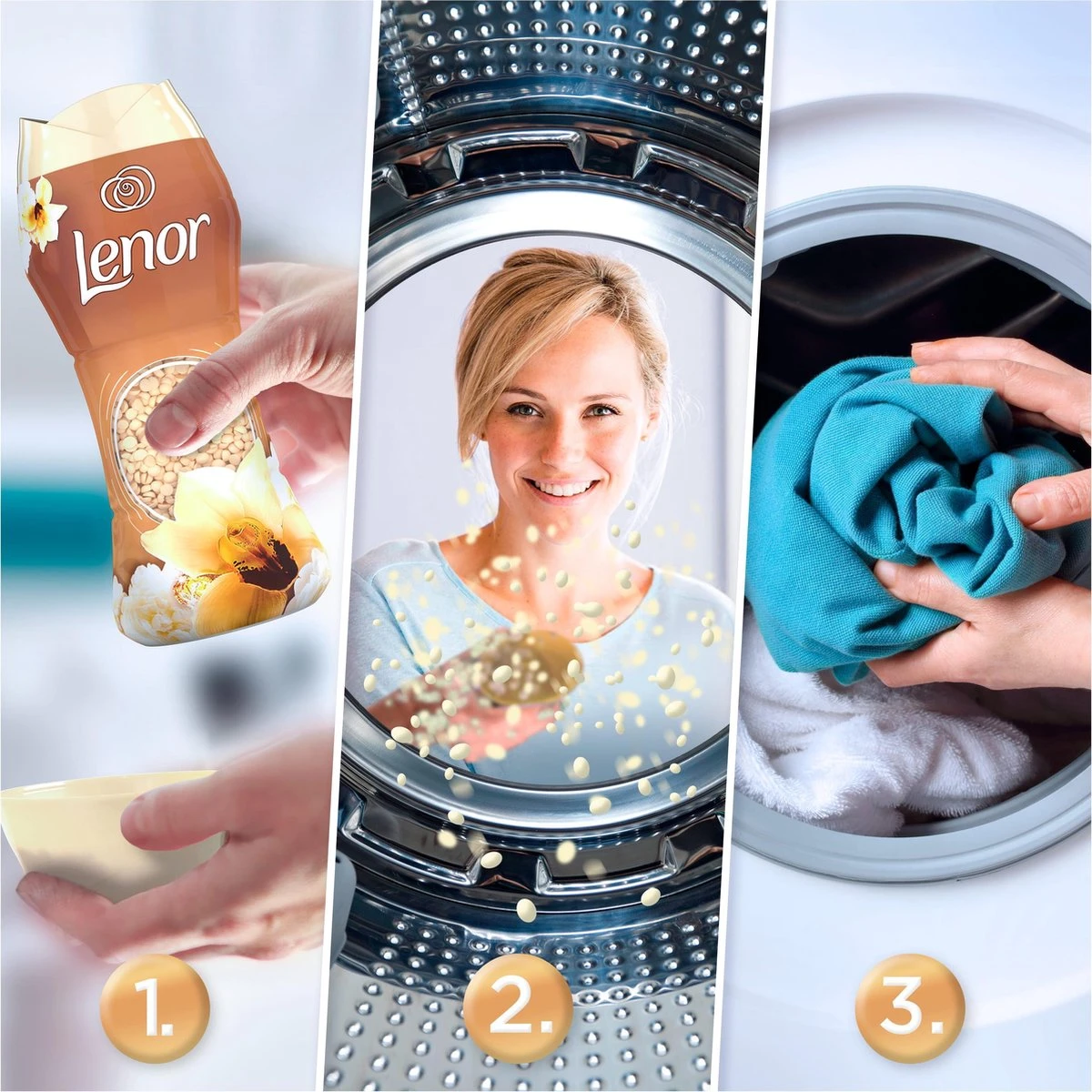 Lenor Geurbooster Gouden Orchidee - Geurparels - 6x11 Wasbeurten - Voordeelverpakking 4 Lenor Geurbooster Gouden Orchidee - Geurparels - 6x11 Wasbeurten - Voordeelverpakking - Afbeelding 2