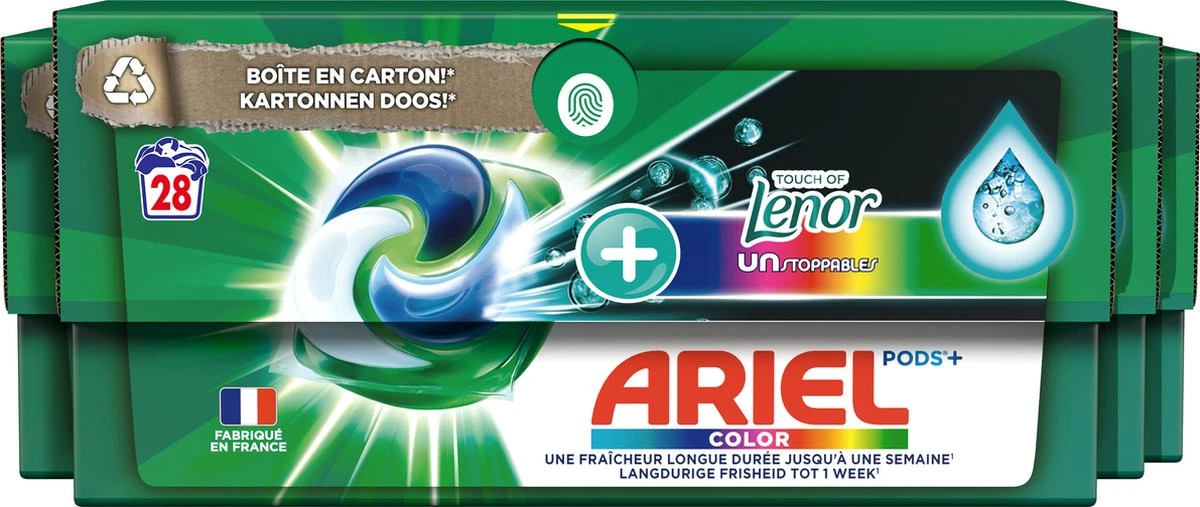 Ariel Wasmiddel Pods +Touch Van Lenor Unstoppables - Kleur - 4 X 28 Wasbeurten Voordeelverpakking 3 Ariel Wasmiddel Pods +Touch Van Lenor Unstoppables - Kleur - 4 X 28 Wasbeurten Voordeelverpakking
