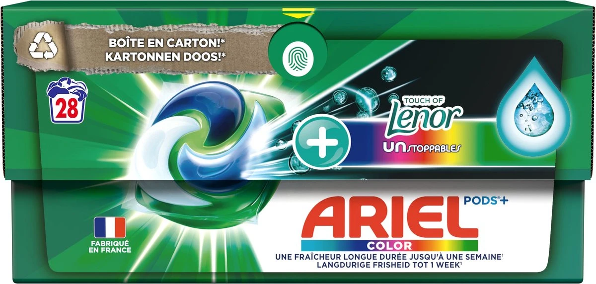 Ariel Wasmiddel Pods + Touch Van Lenor Unstoppables - Kleur - 28 Wasbeurten 3 Ariel Wasmiddel Pods + Touch Van Lenor Unstoppables - Kleur - 28 Wasbeurten
