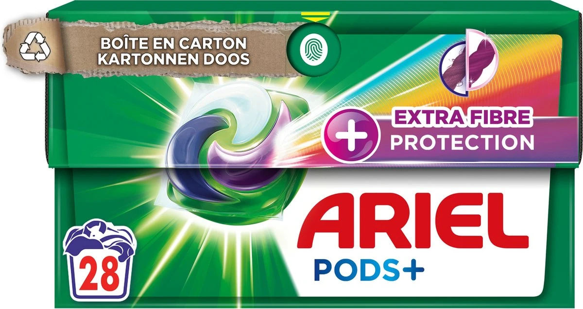 Ariel Wasmiddel Pods + Extra Vezelbescherming - Kleur - 28 Wasbeurten 4 Ariel Wasmiddel Pods + Extra Vezelbescherming - Kleur - 28 Wasbeurten - Afbeelding 2