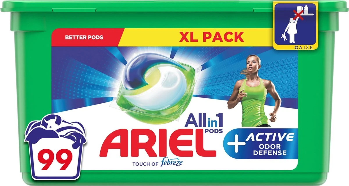 Ariel All In 1 Pods Actieve Geurbestrijding Wasmiddel - Voordeelverpakking 3 X 33 Wasbeurten - Wasmiddel Pods 3 Ariel All In 1 Pods Actieve Geurbestrijding Wasmiddel - Voordeelverpakking 3 X 33 Wasbeurten - Wasmiddel Pods