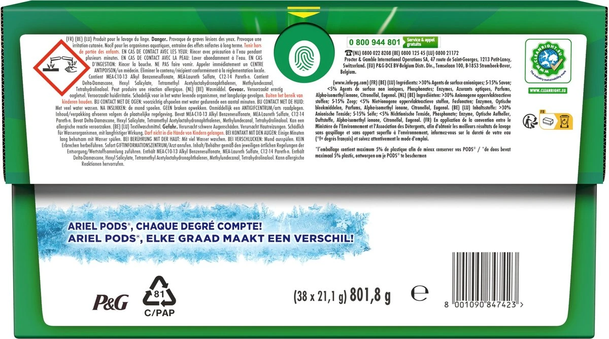 Ariel All In 1 Wasmiddel Pods - Kleur - 4 X 38 Wasbeurten - Voordeelverpakking 4 Ariel All In 1 Wasmiddel Pods - Kleur - 4 X 38 Wasbeurten - Voordeelverpakking - Afbeelding 2