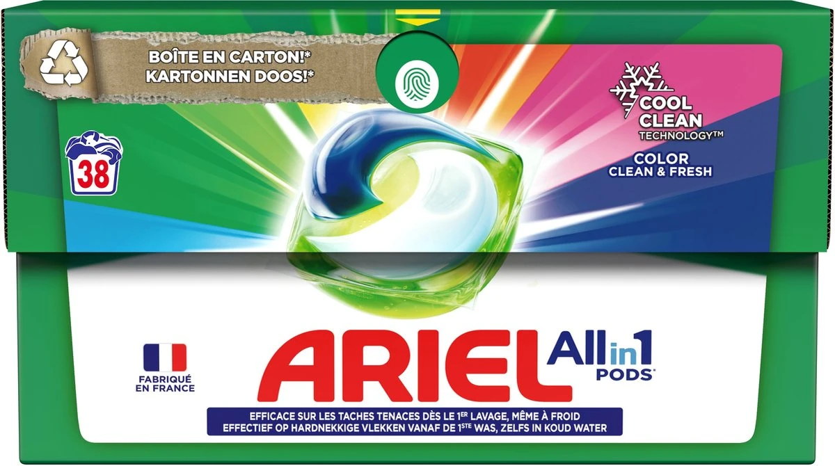 Ariel All In 1 Wasmiddel Pods - Kleur - 4 X 38 Wasbeurten - Voordeelverpakking 5 Ariel All In 1 Wasmiddel Pods - Kleur - 4 X 38 Wasbeurten - Voordeelverpakking - Afbeelding 3