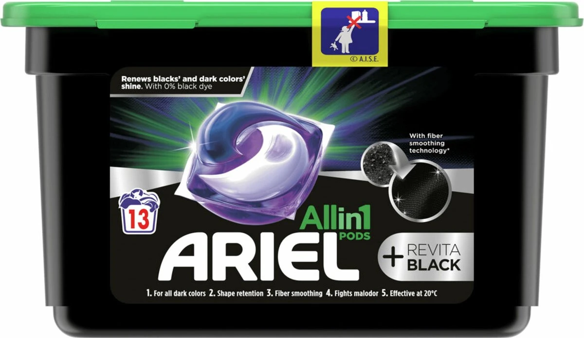 6x Ariel All-in-1 Pods+ Wasmiddelcapsules Revita Black 13 Stuks 4 6x Ariel All-in-1 Pods+ Wasmiddelcapsules Revita Black 13 Stuks - Afbeelding 2