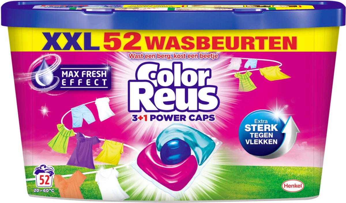 6x Witte Reus Power Caps Wasmiddelcapsules Color Reus 52 Stuks 3 6x Witte Reus Power Caps Wasmiddelcapsules Color Reus 52 Stuks