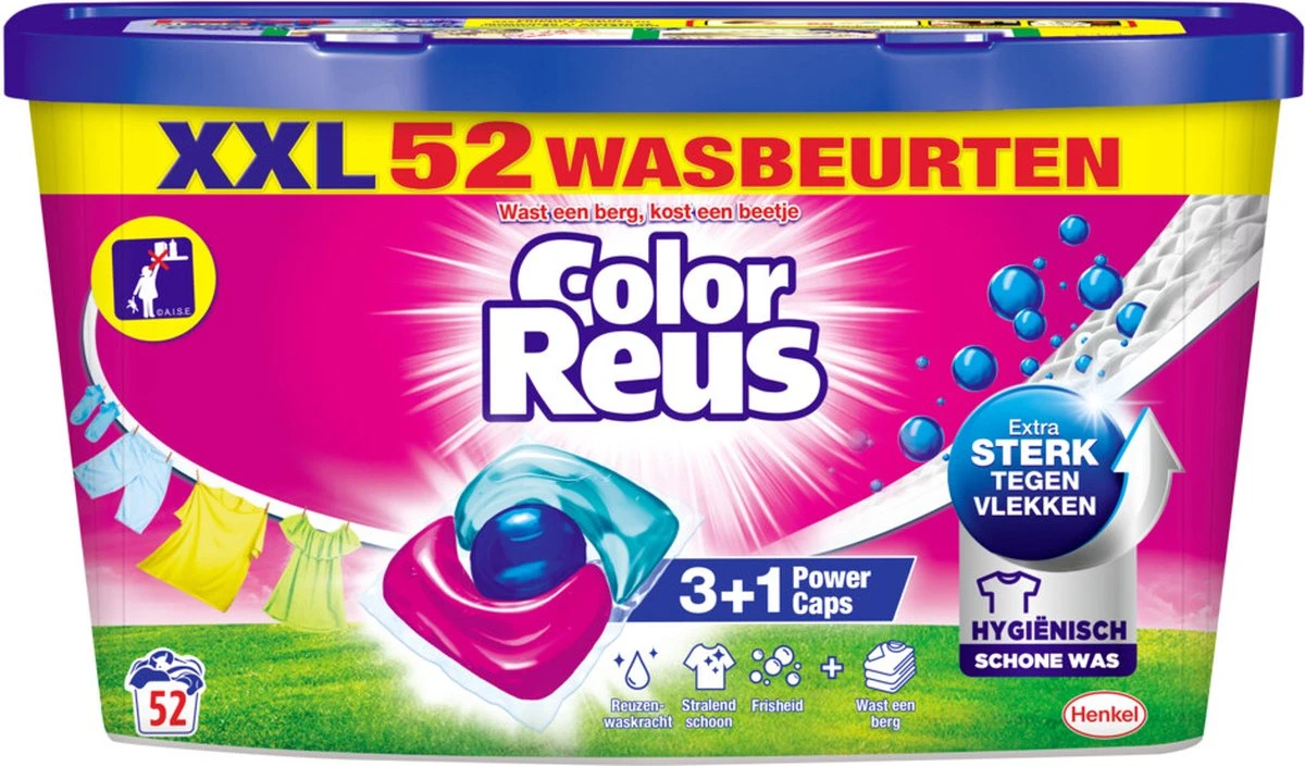 6x Witte Reus Power Caps Wasmiddelcapsules Color Reus 52 Stuks 7 6x Witte Reus Power Caps Wasmiddelcapsules Color Reus 52 Stuks - Afbeelding 5