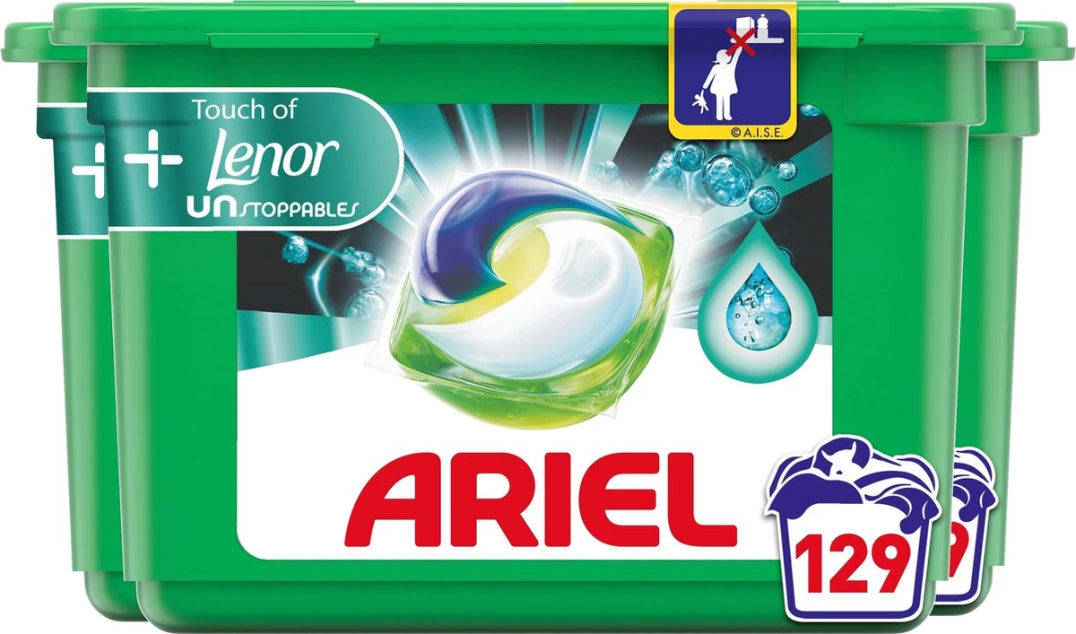 Ariel All In 1 Wasmiddel Pods + Lenor Unstoppables - 3 X 43 Wasbeurten – Voordeelverpakking 4 Ariel All In 1 Wasmiddel Pods + Lenor Unstoppables - 3 X 43 Wasbeurten – Voordeelverpakking - Afbeelding 2