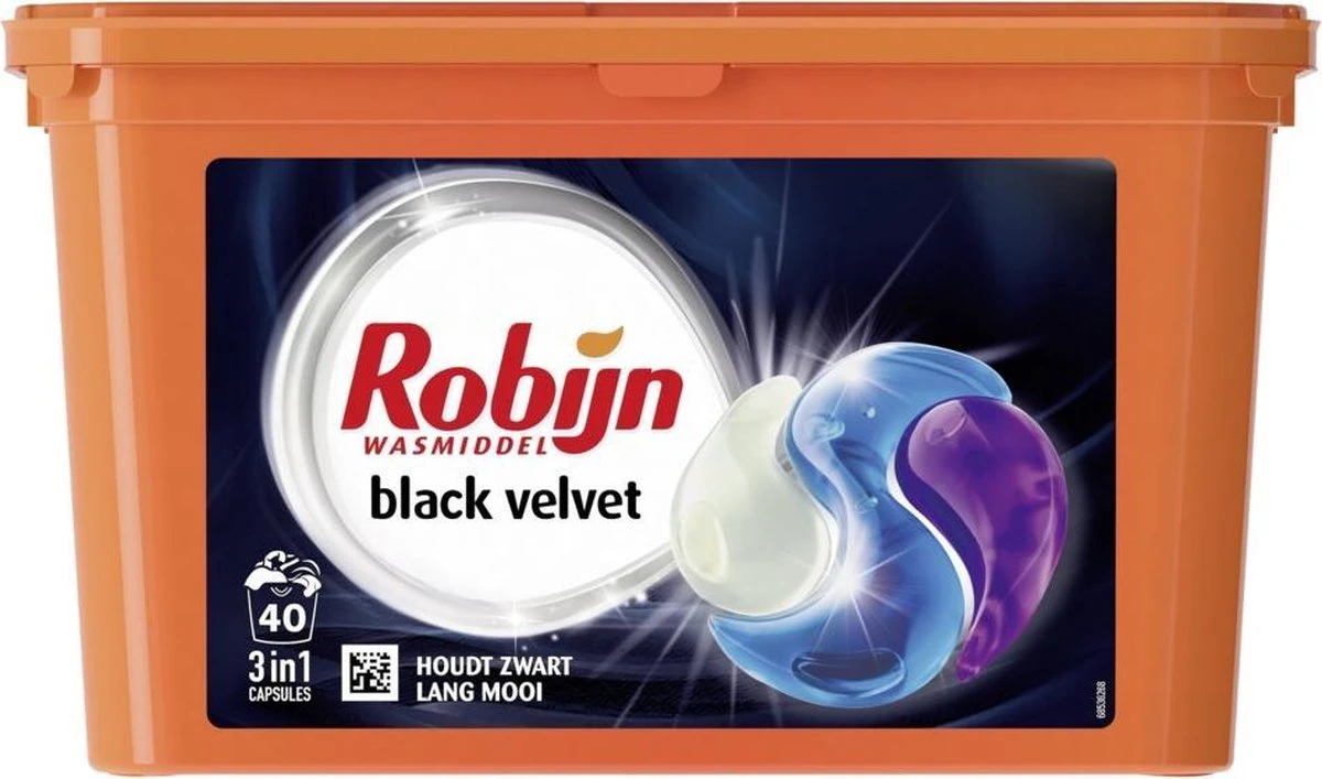 Robijn Black Velvet 3 In 1 Wascapsules - 40 Wasbeurten - Kwartaalbox 3 Robijn Black Velvet 3 In 1 Wascapsules - 40 Wasbeurten - Kwartaalbox