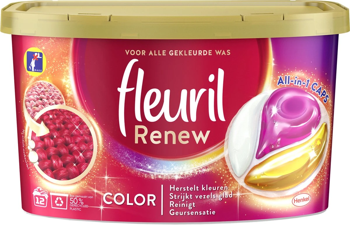 Fleuril Renew Color Caps - Wasmiddel Capsules - Voordeelverpakking - 8 X 12 Wasbeurten 4 Fleuril Renew Color Caps - Wasmiddel Capsules - Voordeelverpakking - 8 X 12 Wasbeurten - Afbeelding 2