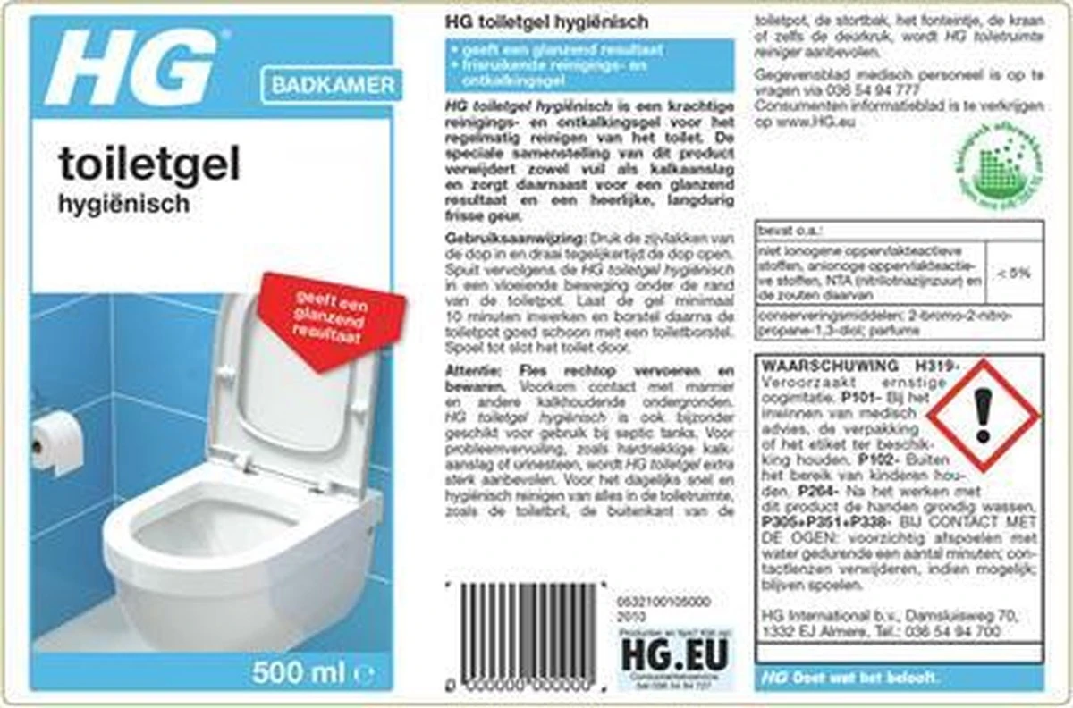 HG Toiletgel Hygiënisch - 500 Ml - Glanzend Resultaat - Krachtige Reiniger En Ontkalker 4 HG Toiletgel Hygiënisch - 500 Ml - Glanzend Resultaat - Krachtige Reiniger En Ontkalker - Afbeelding 2