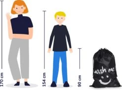 Wonair - Grote Waszak - Laundry Bag - Wash Me - 60x90cm - Zwart - Met Trekkoord -Huishoudelijke Schoonmaak 1200x891