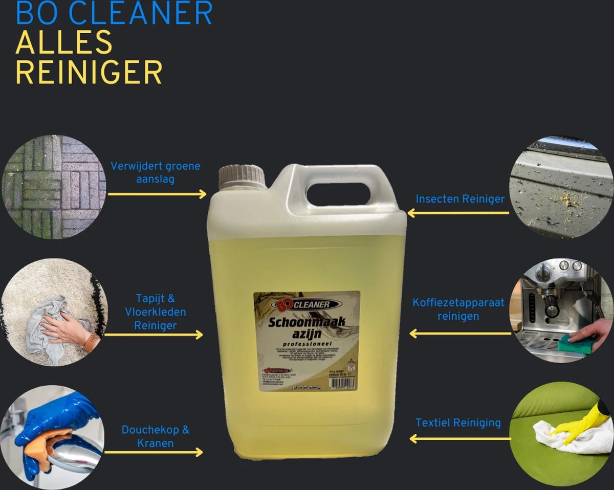 BO Cleaner - Schoonmaak Azijn - 3x 5 Liter - VOORDEEL VERPAKKING - Reiniger - Professioneel - BEST SELLER - Azijn - Tegels- Groene Aanslag - Schoonmaak - 15L 5 BO Cleaner - Schoonmaak Azijn - 3x 5 Liter - VOORDEEL VERPAKKING - Reiniger - Professioneel - BEST SELLER - Azijn - Tegels- Groene Aanslag - Schoonmaak - 15L - Afbeelding 3