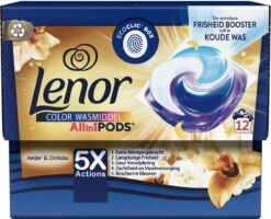 Lenor All In 1 Pods Amber & Orchidee - Waspods - 4 X 12 Wasbeurten Voordeelverpakking -Huishoudelijke Schoonmaak 1200x973 3