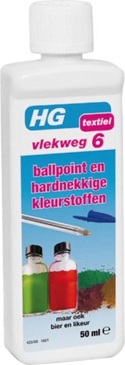 HG Vlekweg 6 - 50ml- Voor O.a. Vlekken Van Ballpoint & Hardnekkige Kleurstoffen 13 HG Vlekweg 6 - 50ml- Voor O.a. Vlekken Van Ballpoint & Hardnekkige Kleurstoffen -Huishoudelijke Schoonmaak 411x1200
