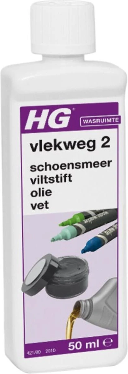 HG Vlekweg 2 - 50ml - Voor O.a. Vlekken Van Viltstift, Vet, Olie & Schoensmeer 3 HG Vlekweg 2 - 50ml - Voor O.a. Vlekken Van Viltstift, Vet, Olie & Schoensmeer