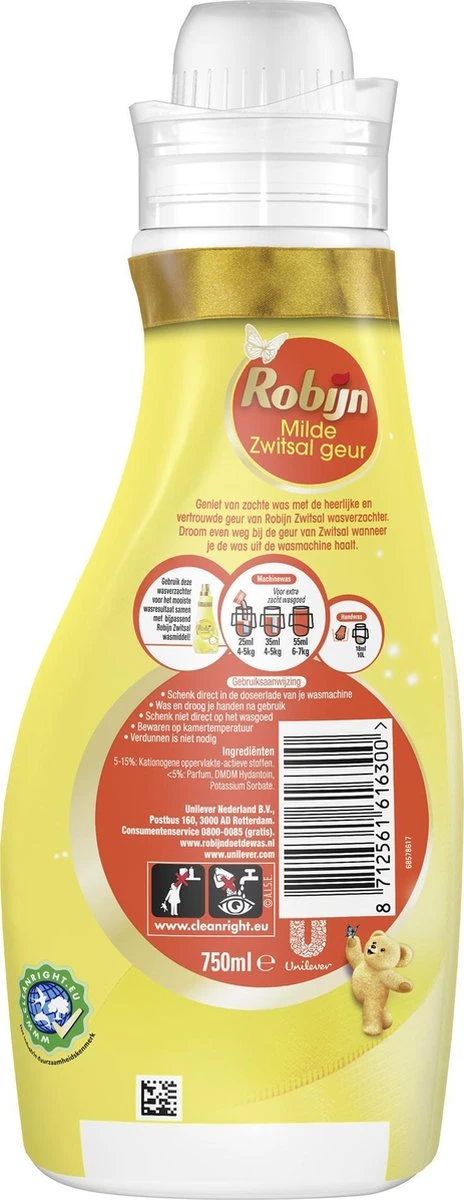 Robijn Wasverzachter Zwitsalgeur - 8 X 30 Wasbeurten - Voordeelverpakking 6 Robijn Wasverzachter Zwitsalgeur - 8 X 30 Wasbeurten - Voordeelverpakking - Afbeelding 4