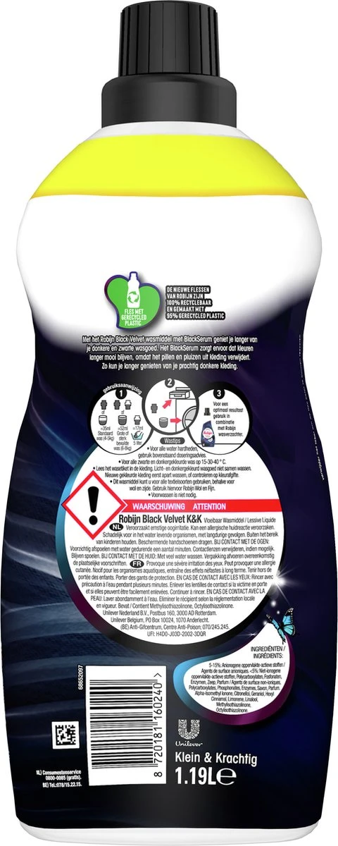 Robijn Klein & Krachtig Wasmiddel Black Velvet 1,19 Liter 5 Robijn Klein & Krachtig Wasmiddel Black Velvet 1,19 Liter - Afbeelding 3