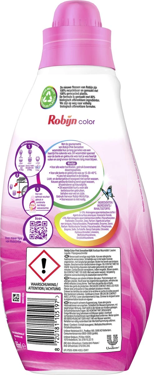 Robijn Klein & Krachtig Classics Color Pink Sensation Vloeibaar Wasmiddel - 8 X 19 Wasbeurten - Voordeelverpakking 5 Robijn Klein & Krachtig Classics Color Pink Sensation Vloeibaar Wasmiddel - 8 X 19 Wasbeurten - Voordeelverpakking - Afbeelding 3