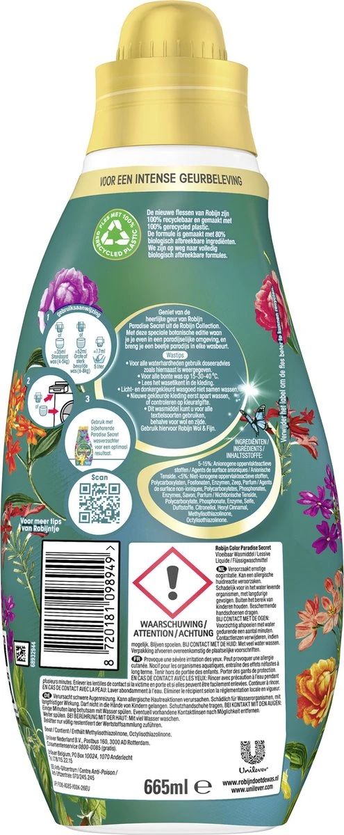 Robijn Klein & Krachtig Collections Color Paradise Secret Vloeibaar Wasmiddel - 6 X 19 Wasbeurten - Voordeelverpakking 5 Robijn Klein & Krachtig Collections Color Paradise Secret Vloeibaar Wasmiddel - 6 X 19 Wasbeurten - Voordeelverpakking - Afbeelding 3