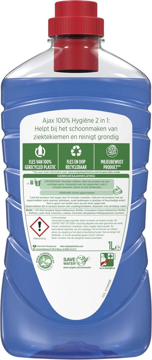 Ajax® Ajax Allesreiniger 100% Hygiene 6 X 1L - Voordeelverpakking 4 Ajax® Ajax Allesreiniger 100% Hygiene 6 X 1L - Voordeelverpakking - Afbeelding 2