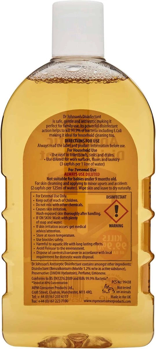 Dr Johnsons Ontsmettingsmiddel - 6 X 500ml Voordeelverpakking - Dettol Antiseptic Alternatief 4 Dr Johnsons Ontsmettingsmiddel - 6 X 500ml Voordeelverpakking - Dettol Antiseptic Alternatief - Afbeelding 2