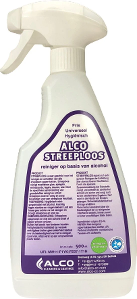 Alco Streeploos Reinigingsmiddel 500ml - Universeel Fris & Hygienisch ! 3 Alco Streeploos Reinigingsmiddel 500ml - Universeel Fris & Hygienisch !