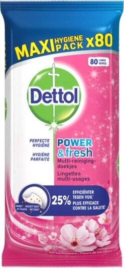 Dettol - Schoonmaakdoekjes - Power & Fresh - Kersenbloesem - 80 Stuks X8 13 Dettol - Schoonmaakdoekjes - Power & Fresh - Kersenbloesem - 80 Stuks X8 -Huishoudelijke Schoonmaak 558x1200 3