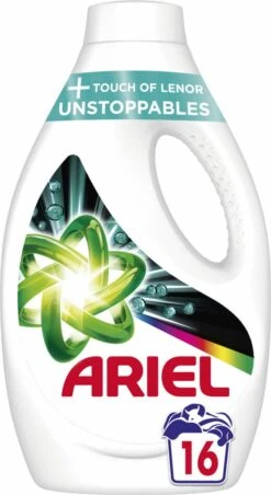Ariel Vloeibaar Wasmiddel +Touch Van Lenor Unstoppables - Kleur - Voordeelverpakking 4 X 16 Wasbeurten -Huishoudelijke Schoonmaak 656x1200 1